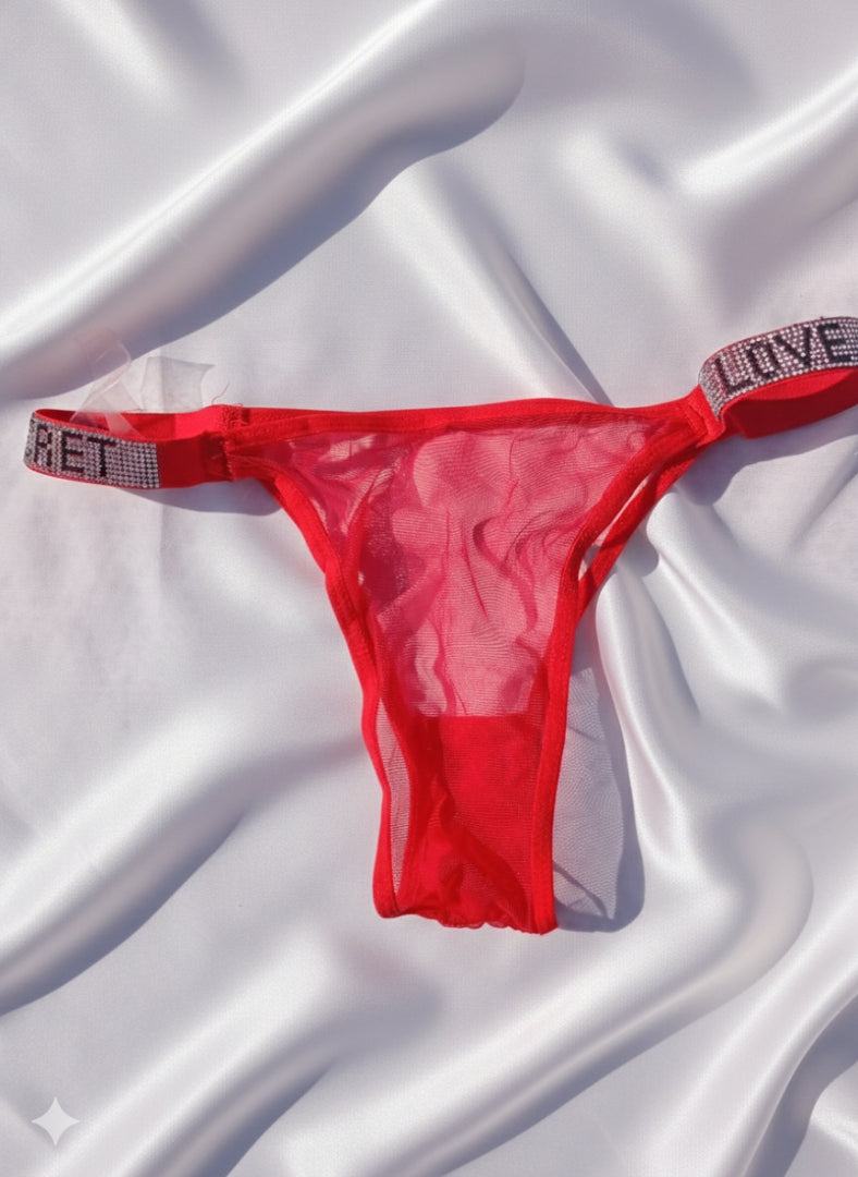 Red Intimate Love Secret Leather Bra & Underwear Set