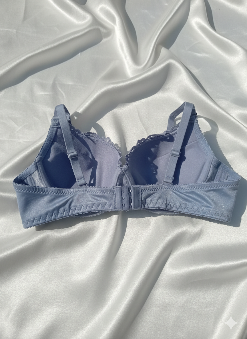 Sky Blue Bridal Wired Lacy Padded Lingerie Set