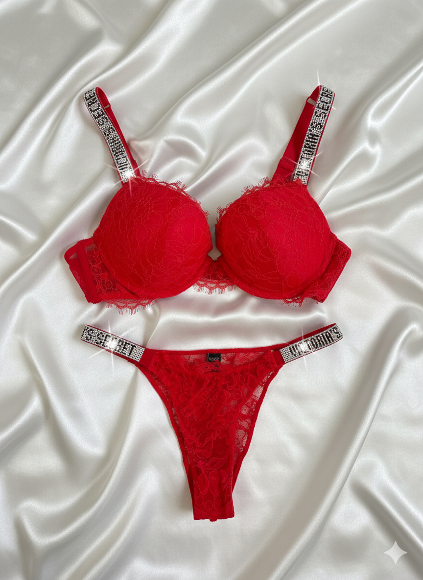 Victoria Secret Soft Net Wired Pushup Bra & Panty Set