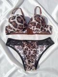 Luxury Leopard Print Padded Bra Panty Set