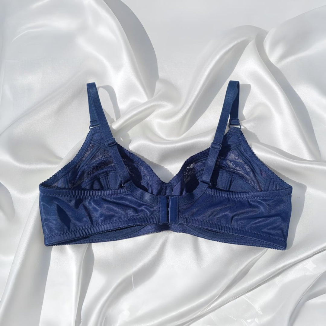 Premium Blue Net Lacy Bra (Non Padded - Non Wired Bra)