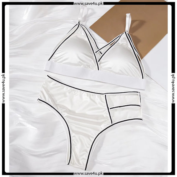 Premium Silky Elastic Strap Bra Panty Set