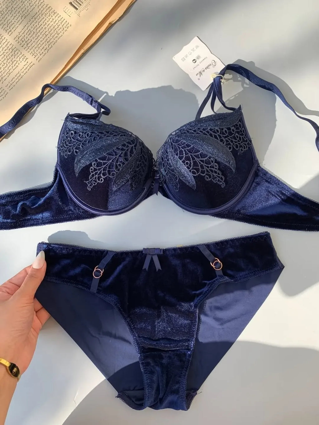 Velvet Push Up Bra Panty Set