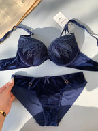 Velvet Push Up Bra Panty Set