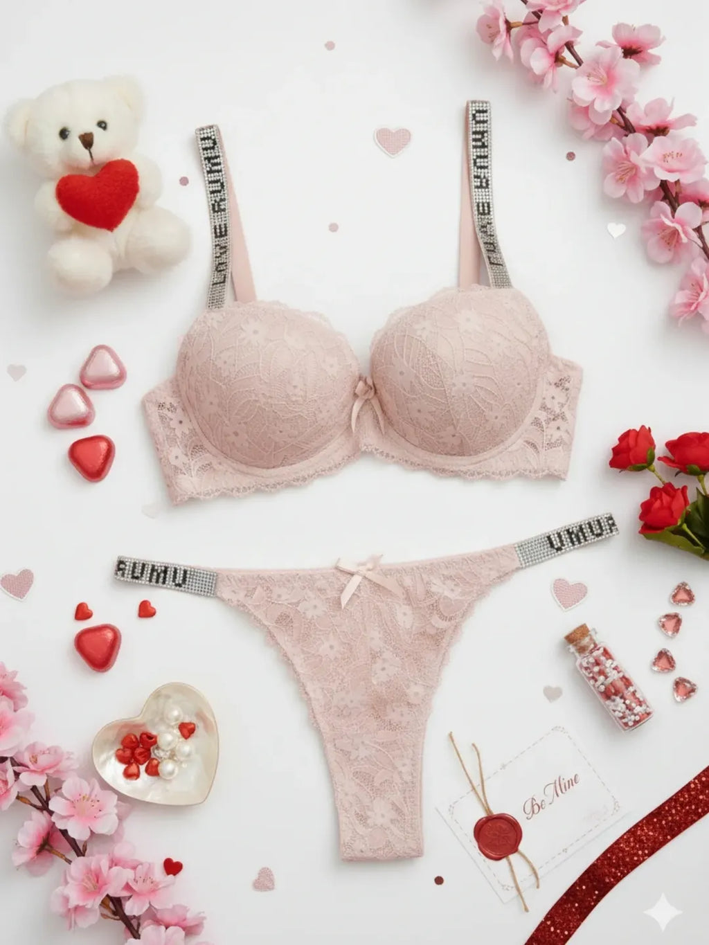 Love Rumu Lace Padded Lingerie Set