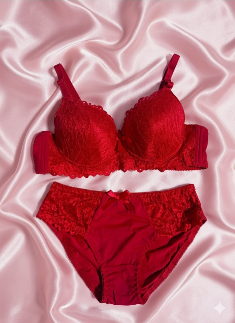 Bridal Wired Lacy Padded Lingerie Set