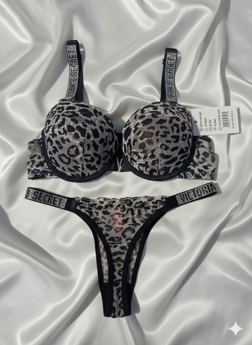 Vintage Victoria Secret Padded Cheetah Bikini Set