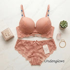 Luxury wear lacy + beaded strap bra and panty set