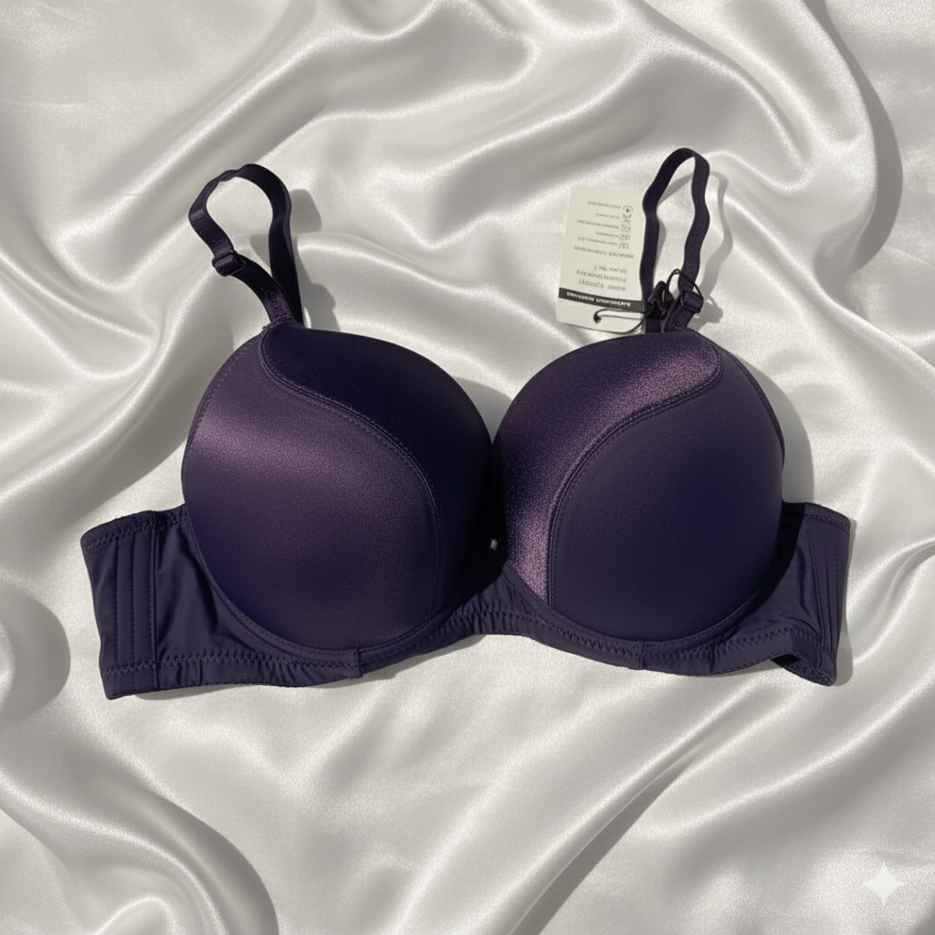 Premium Navy Blue Half Cup Push Up Double Padded Bra