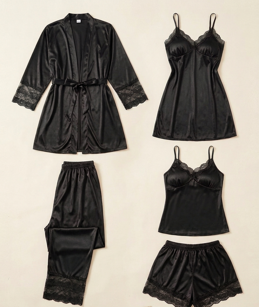 5 pcs premium china silk Lingerie Set for bridal wear