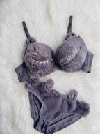 Trendy Fluffy Bunny Bra Panty Set