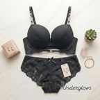 Luxury wear lacy + beaded strap bra and panty set