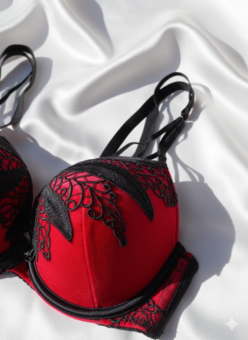 Intimate Velvet push up wired bra and panty set with black lace