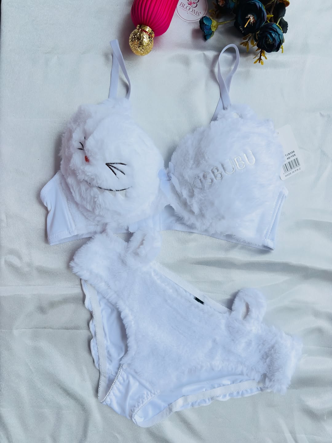 Trendy Fluffy Bunny Bra Panty Set