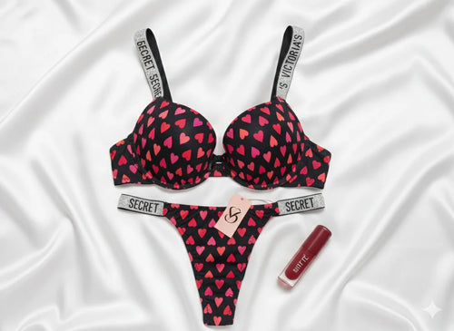 Victoria Secret Heart Pushup Bra & Panty Set