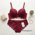 Luxury wear lacy + beaded strap bra and panty set