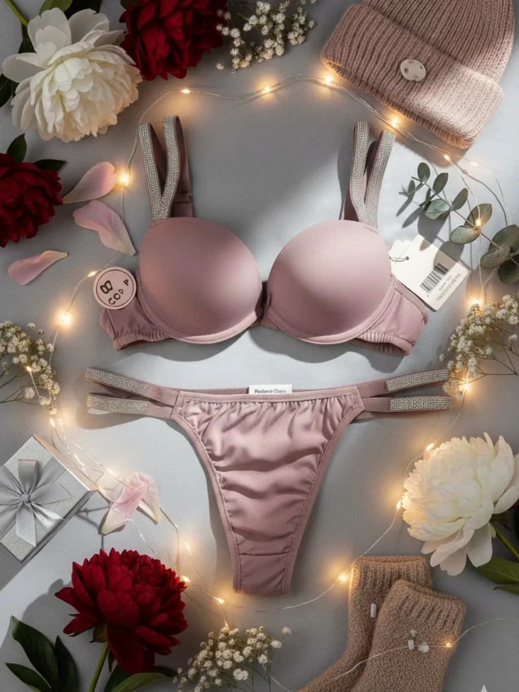 Elegant Wear Double Straps Bra Panty Set