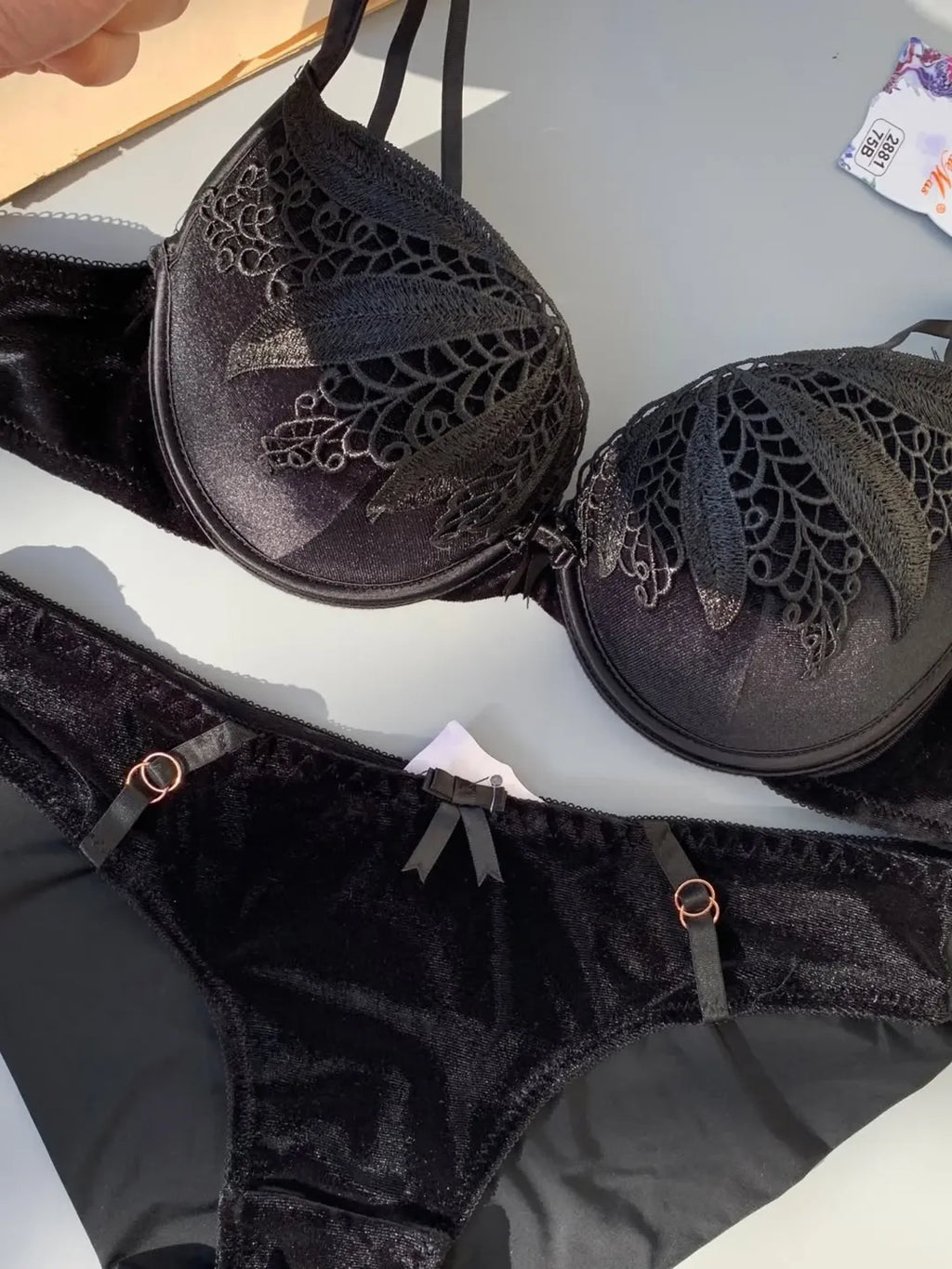 Velvet Push Up Bra Panty Set