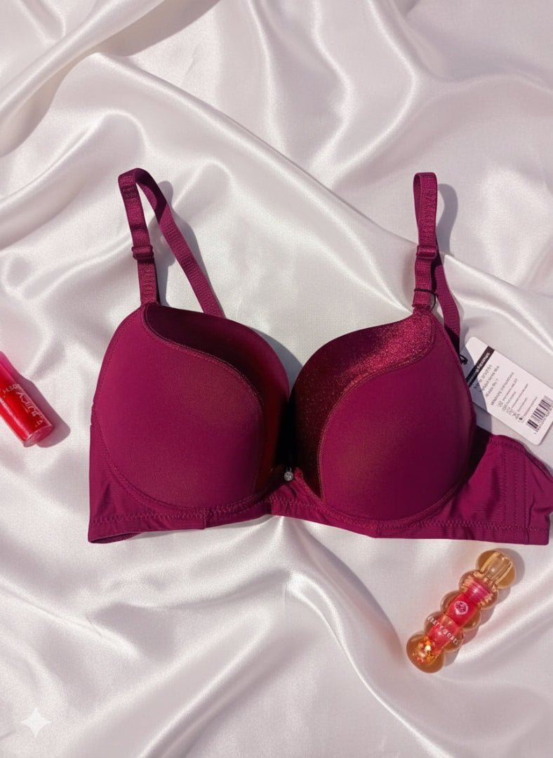 Premium Maroon Half Cup Push Up Double Padded Bra