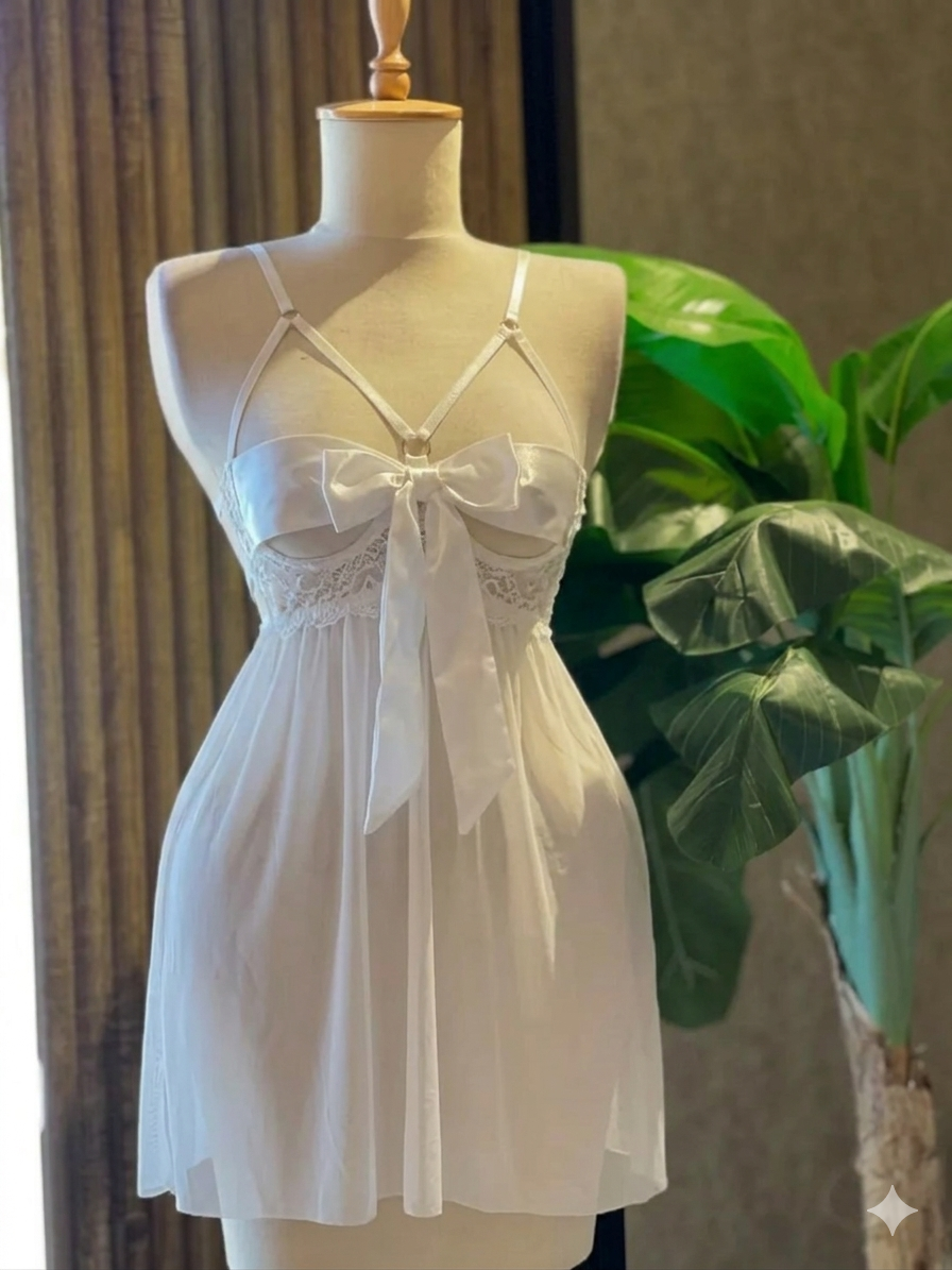 Bow Style Front Open Lingerie Set