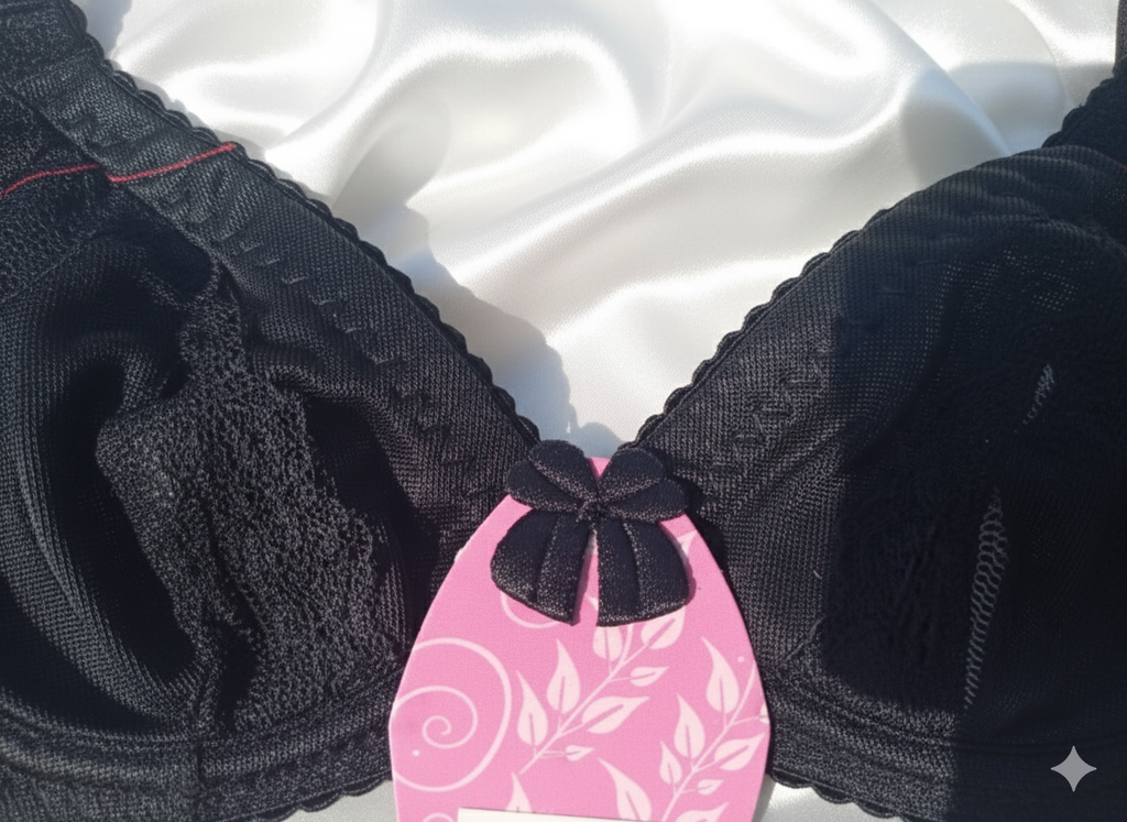 Premium Black Net Lacy Bra (Non Padded - Non Wired Bra)