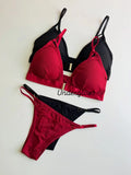 Luna lace deep V triangle cup Criss Cross Bra & Panty Set( Free size)
