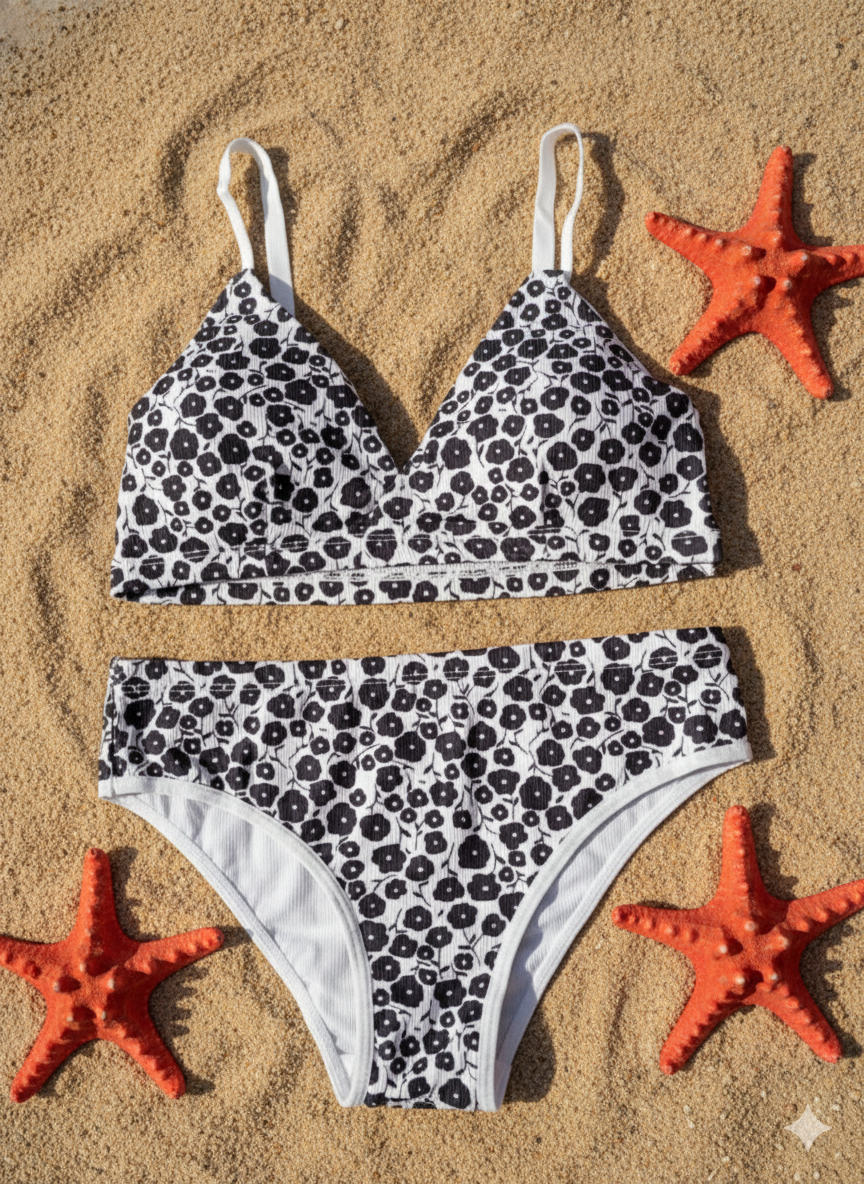 Ladies important mini Summer bikini style lite padded floral set (free size  32 to 34)