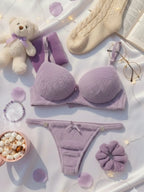 Trendy Fluffy Rabbit Bra & Panty Set