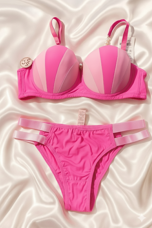 Beaded strap, sea shell style bra panty set