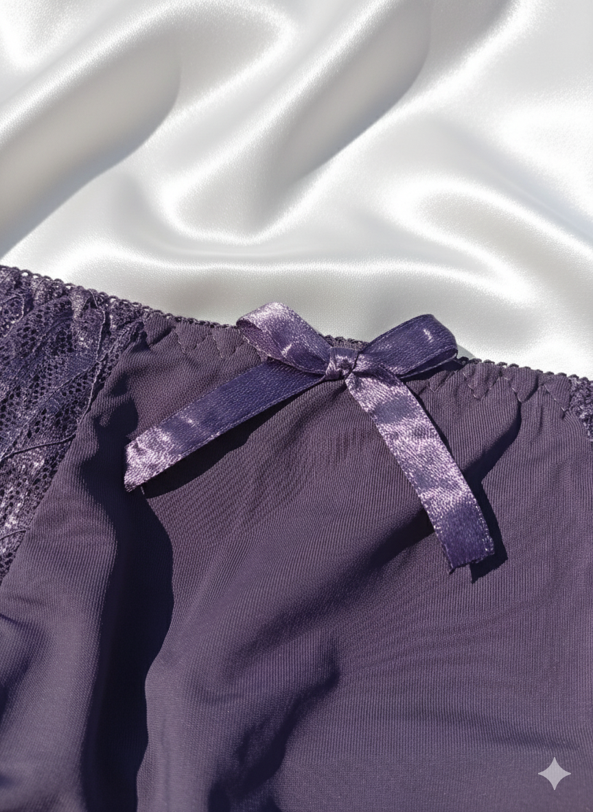 Purple Bridal Wired Lacy Padded Lingerie Set