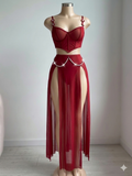 Elegant long Lingerie Garter with Front Open Slits