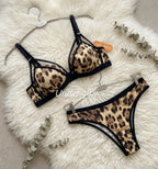 Luxury Leopard Print Padded Bra Panty Set